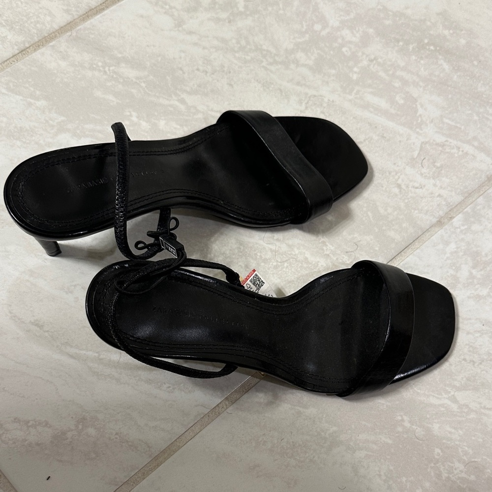 Zara Black Strappy Heels